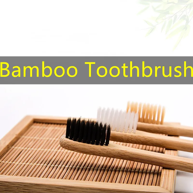 Pure Natural Bamboo Toothbrush Soft Hair Eco-friendly Bamboo Toothbrush Flat Bamboo Toothbrush Degradable Packaging Set 10 pack bamboo toothbrush natural environmental protection teeth whitening bamboo handle soft toothbrush oral hygiene care suppl