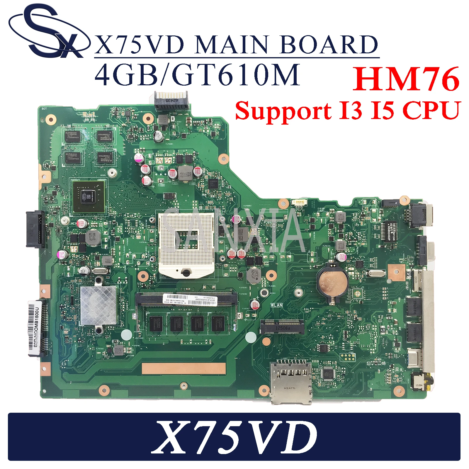 Материнская плата KEFU X75VD для ноутбука ASUS X75VB X75VC оригинальная материнская 4GB-RAM GT610M