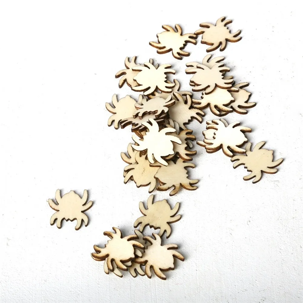 150pcs Wooden Halloween DIY Craft Decor For Party Owl Skull Bat Pumpkin Cat Spider Home Decoration Crafts Scene Props