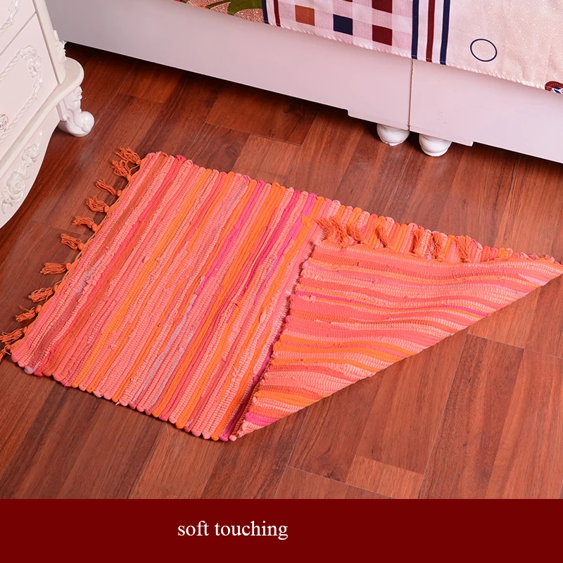 Тканый хлопковый напольный коврик для дивана в полоску, богемный ковер для кухни, ковры для гостиной, дома, спальни, Декор