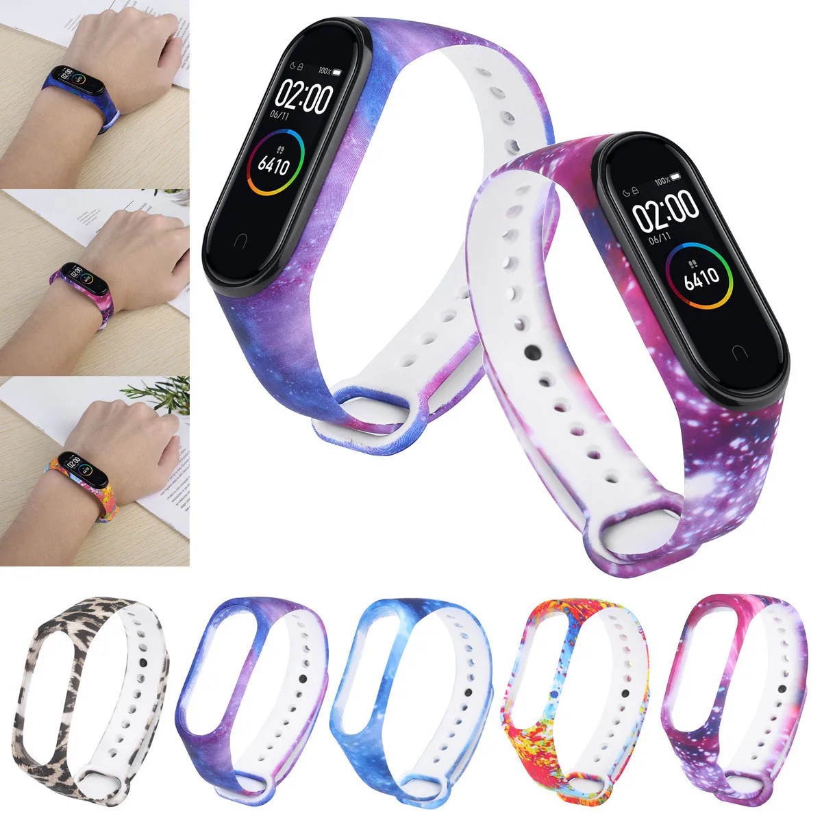 Ouhaobin 5pcs wrist strap For Xiaomi Mi Band 4 Bracelet Replacement Band Silicone Bracelet 16mm for Mi Band 3 watch Accessories