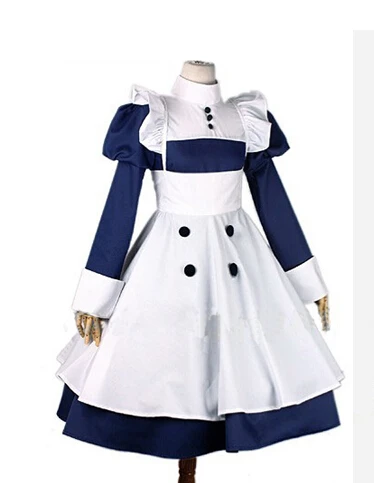 Anime Black Butler Kuroshitsuji Mey Rin Cosplay dark blue apron dress Costume Custom Made Halloween costumes for women