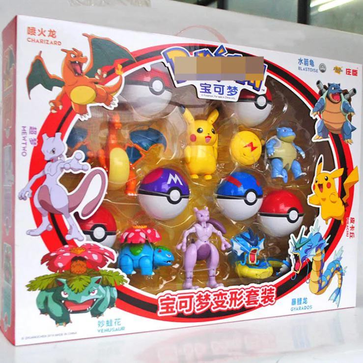 

Action Morphing Pokeballs Transformation Toys For Child PIKACHU Charizard Mewtwo Blastoise Venusaur Gyarados Pocket Monster Toys