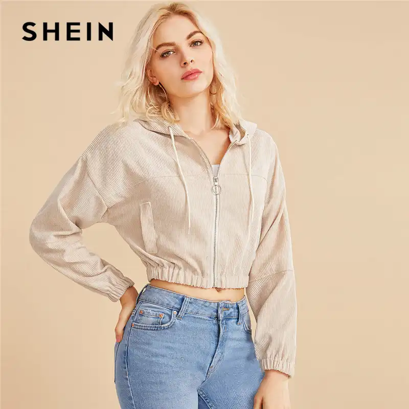 corduroy hooded cropped jacket
