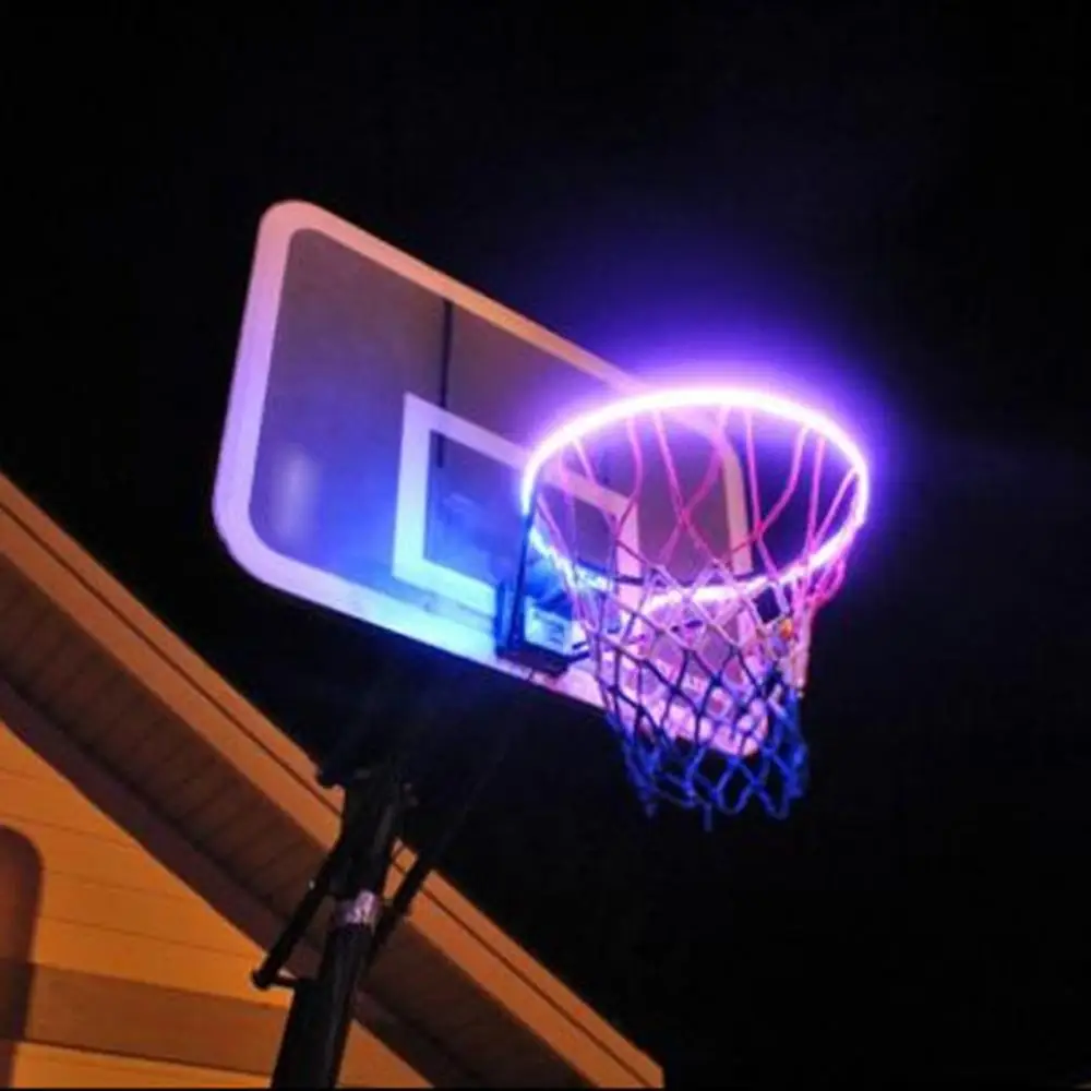 Солнечное баскетбольное кольцо светодиодный игровой на баскетбольной кромке с подсветкой в ночное время съемка кольца на светодиодный светильник