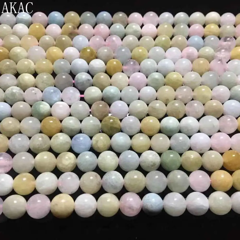 Около 8 мм натуральный берилл гладкие круглые бусины approx45-48beads/прядь