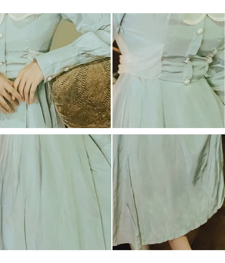 Новая мода Женская одежда ретро Питер Пэн воротник Имперское платье для женщин