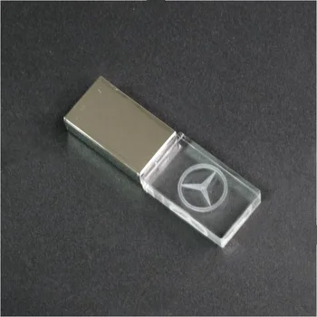 

New Mercedes Benz car Logo flash crystal Transparent USB 2.0 flash drive 4GB 8GB 16GB 32GB USB FLASH DRIVE Custom logo for gift