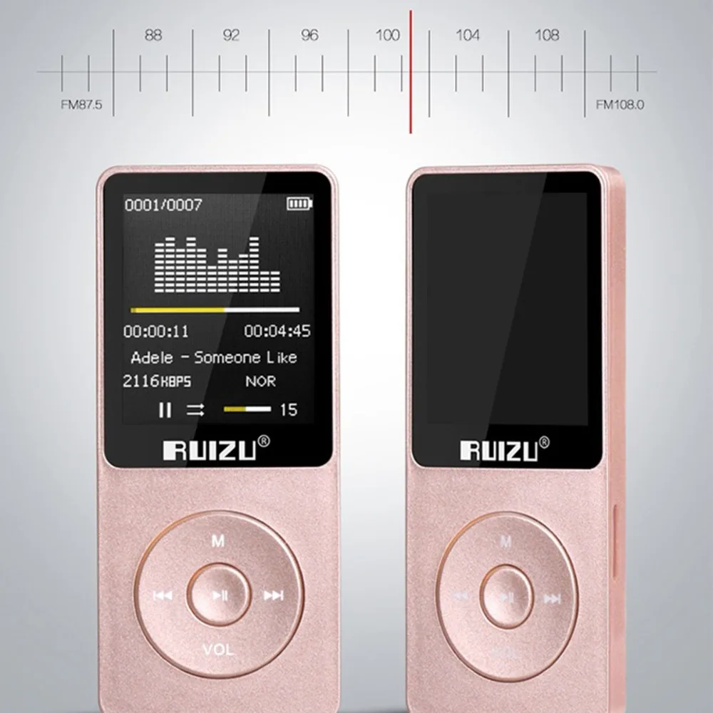 mp3 player RUIZU X02 MP3 music player key mp3 Micro SD card 64GB match PLAYFX AVI WMA JPG BMP TXT WAV TFT screen 20 languages