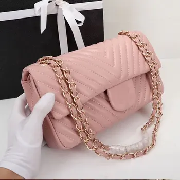 

100% Genuine Leather Luxury Brand Women Bag Designer Handbag Brand Shoulder Bag V-Chain Handbag Free Shipping
