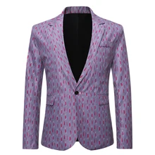 Мужской Тонкий деловой Блейзер формальный Печатный пиджак на одной пуговице костюм для отдыха