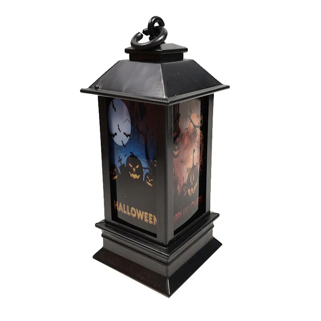 D 4PCs Halloween LED Lighted Night Light Decorative Props Plastic Glowing Night Skull Ghost Printed Horron Halloween lights - Испускаемый цвет: D