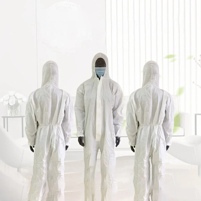 

Coverall Suit Laboratory Disposable Protection Suit Protective Clothing Suitable for Height 165-190cm Jumpsuit Hooded with Boots