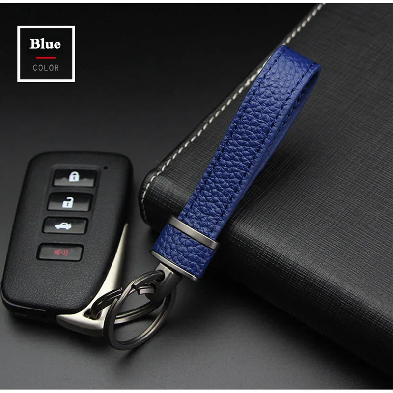 CDCOTN модный креативный металлический Кожаный Автомобильный брелок, автомобильные брелоки, подвеска, автомобильный держатель для ключей, веревка, унисекс, автомобильные аксессуары - Название цвета: Blue