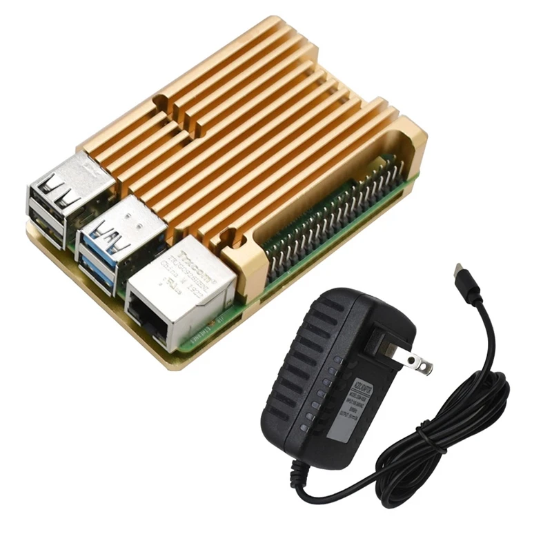 Для Raspberry Pi 4B 4G ram DIY Kit Поддержка 2,4/5,0 GHz wifi Bluetooth 5,0 с алюминиевым ЧПУ сплав защитный Золотой чехол 5V 3A P