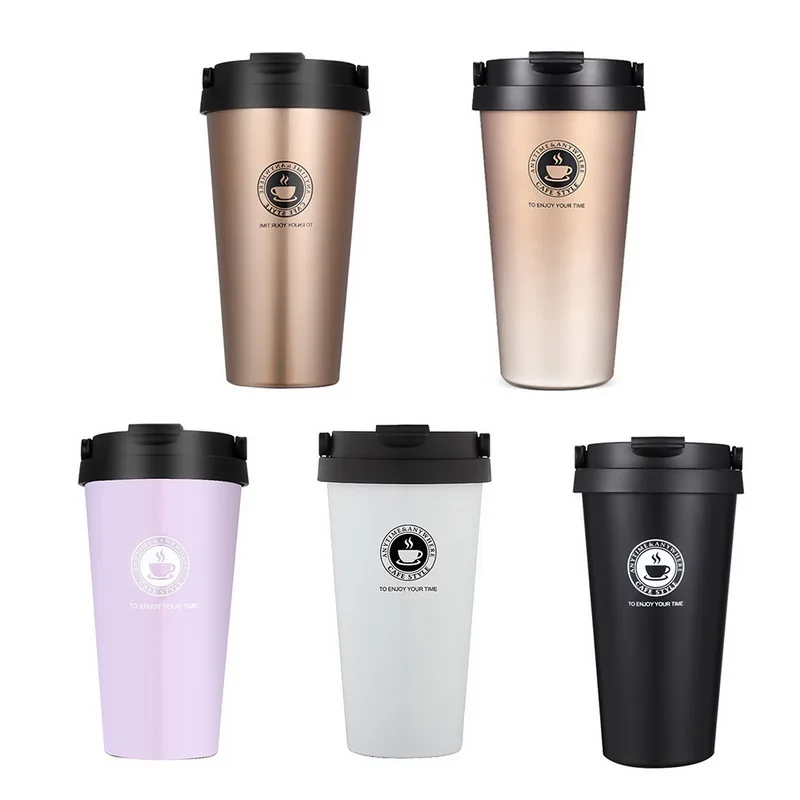 

500ML Insulated Travel Coffee Bottle Stainless Steel Tumbler Water Cups Handheld Coffee Tea Vacuum Cup Thermos Flasks