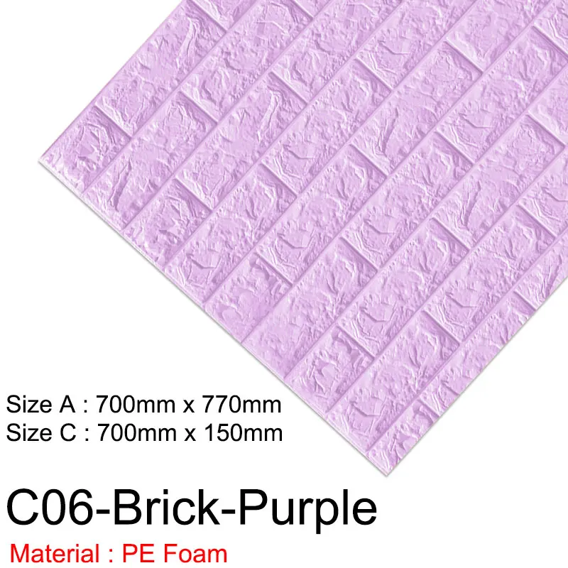 1 шт/5 шт 3D обои кирпичные настенные наклейки водонепроницаемые DIY самоклеящиеся Декор для спальни детская комната гостиная обои бумага - Цвет: C06-Brick-Purple