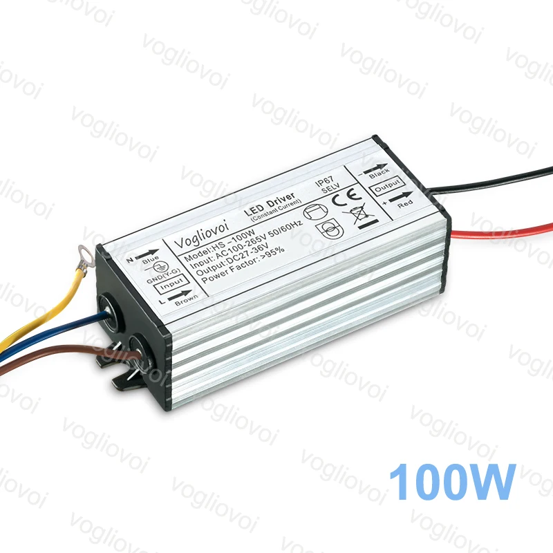Vogliovoi светодиодный трансформатор 100 Вт низкий ток для прожектора HighBay AC110V AC220V алюминиевый IP67 Светодиодный адаптер трансформатора