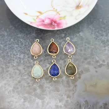 

Multiple choice Natural Gems drop Shape Connectors Jewelry,Gold Plateds Faceted Raw stone Slice charm Pendant wholesale 5pcs/lot