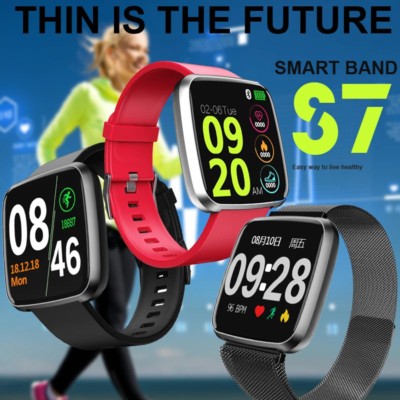

HETNGSYOU S7 Smart Bracelet Heart Rate Blood Pressure Monitor Call Reminder Fitness Tracker Waterproof Smart Watch Android IOS