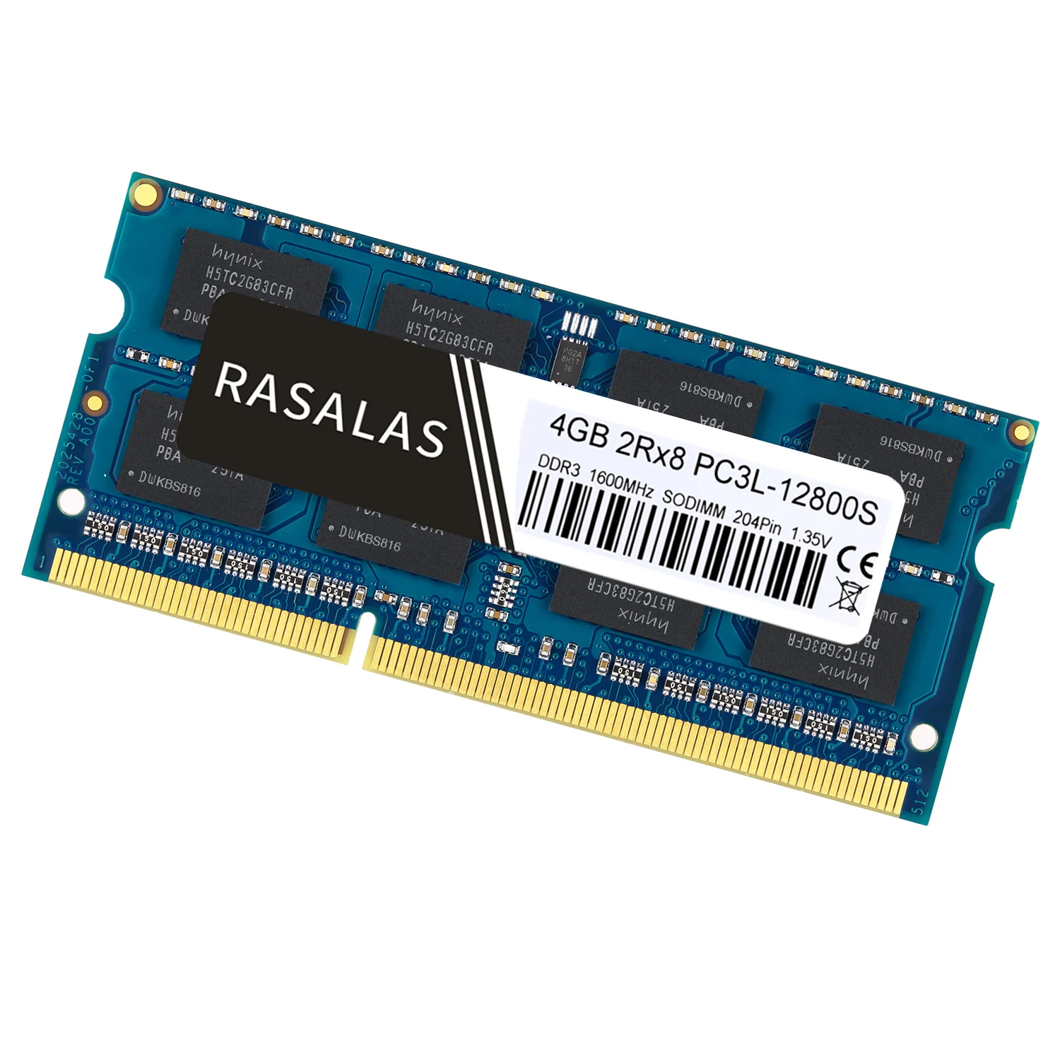 Rasalas 4GB 2Rx8 PC3-12800S DDR3L 1600Mhz SO-DIMM 1,5V 1,35 V Низкое напряжение ноутбук ram 204Pin Ноутбук полностью совместимая память синий