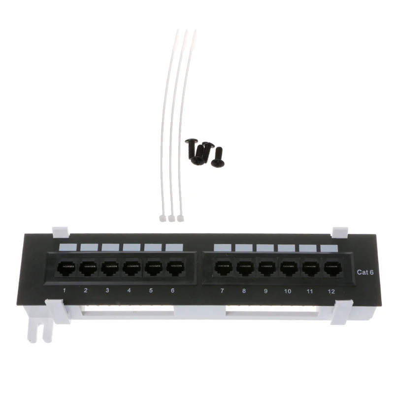 12 портов CAT6 патч-панель RJ45 сетевой настенный кронштейн