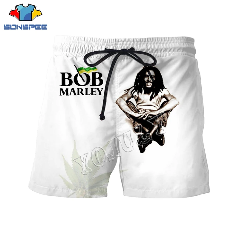 SONSPEE Rock Singer Bob Marley 3D Print Funny Fashion Casual Short Pants Summer Men Board Shorts Unisex Swimming Shorts