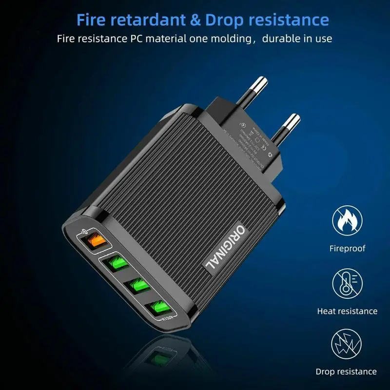 Многофункциональное настенное зарядное устройство 6.1A QC 3,0 usb-хаб, адаптер питания, USB зарядное устройство, штепсельная вилка, зарядка для стандарта США, 4 порта, быстрая зарядка
