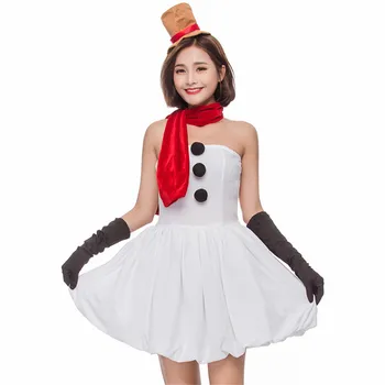 

Snow Girl Winter Lady Snowman Costume Adult White Christmas Cosplay Dress Party Fancy Dress Female Halloween Costumes