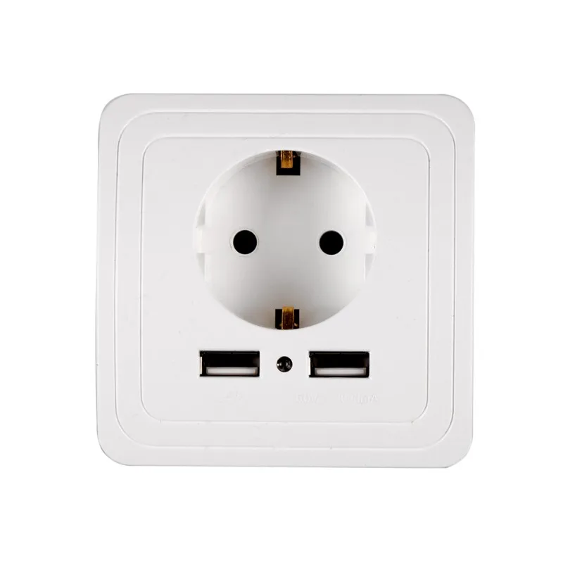 Европейский Союз (ЕС) EDAL EU Plug 2 USB Port 2A Wall Charger Adapter Socket Power Outlet Panel - Тип штекера: Европейский Союз (ЕС)
