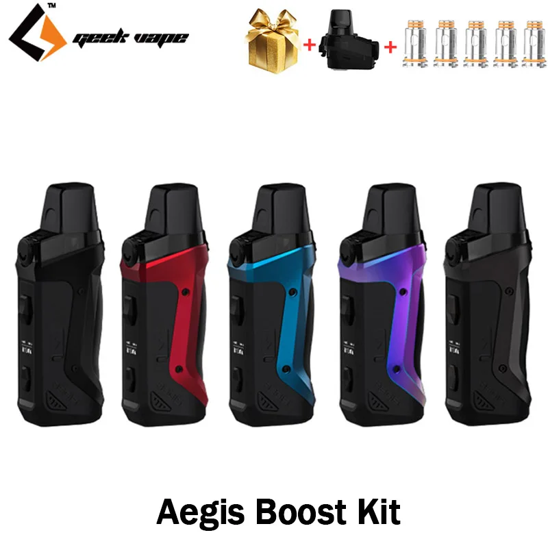 Original Geekvape Aegis Boost Kit with 3.7ml Cartridge Pod and 5pcs Coil Electronic Cigarette 1500mAh Mod Vape Vaping | Электроника