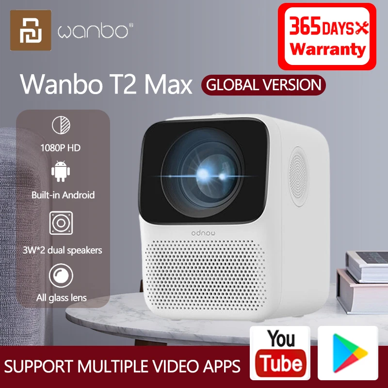 Xiaomi Global Version Wanbo T2 Max LCD Projector 1080P Vertical Correction Portable Home Theater Projector