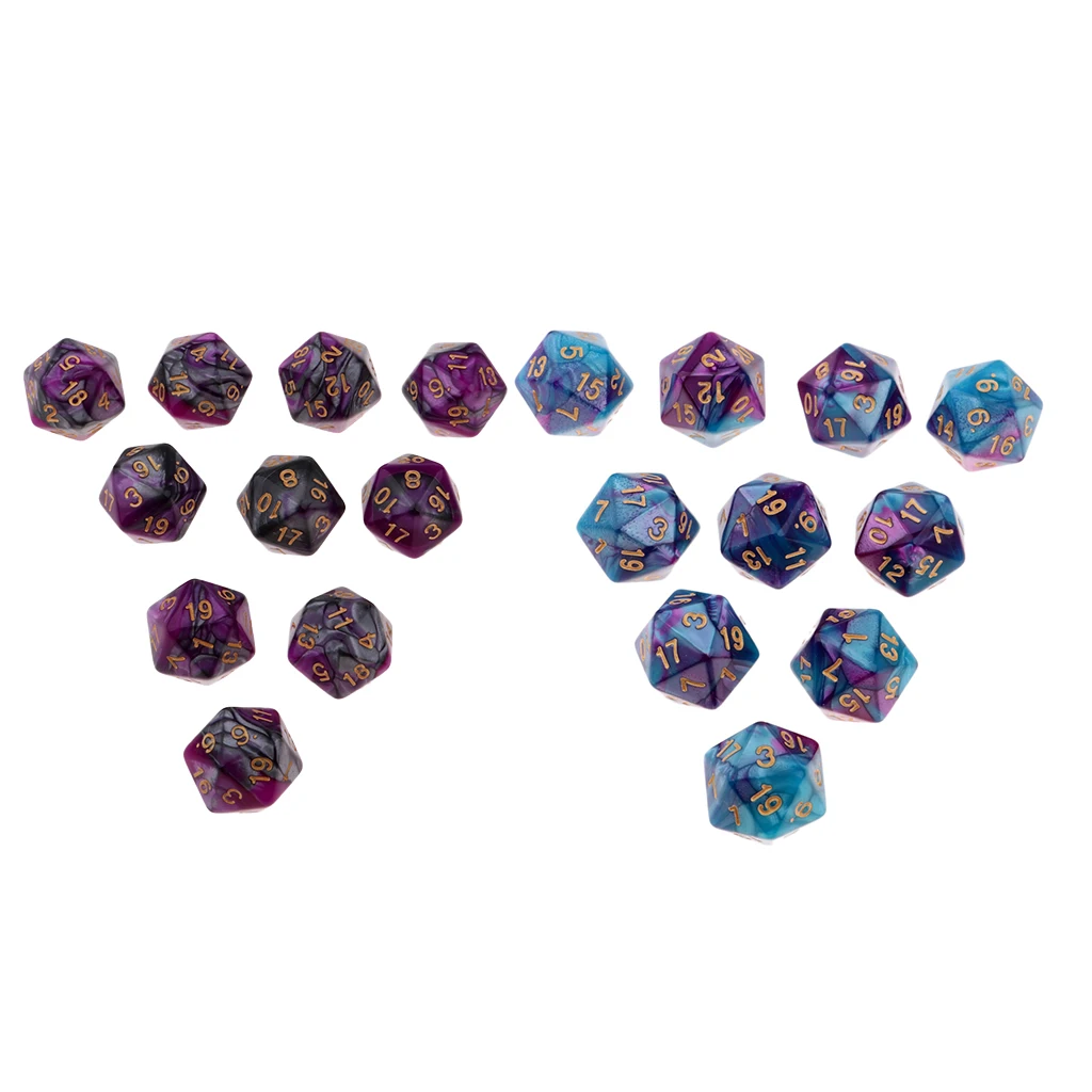 20pcs/set Plastic Polyhedral Dice D20 20mm Die for Drinking Game Accessory
