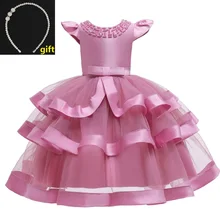 Подарочные аксессуары для волос; платье принцессы для девочек в европейском и американском стиле; детское рождественское платье с бусинами; детское многослойное платье-пачка; детское свадебное платье