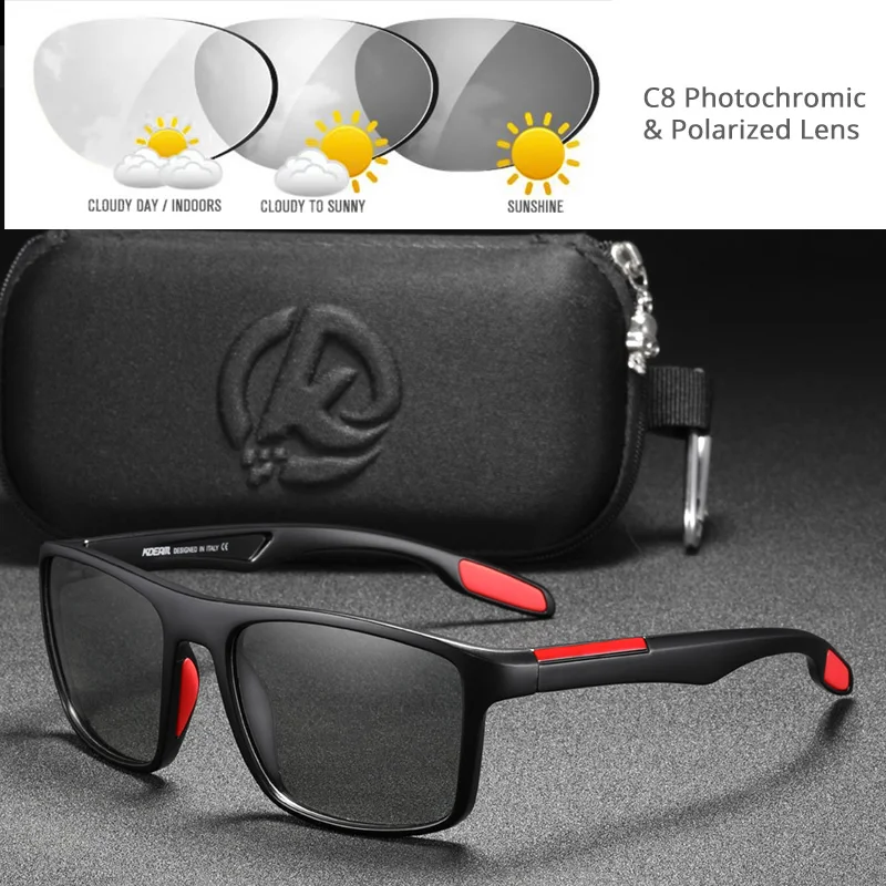KDEAM VIP Bieten Ultra Licht Rechteckigen Polarisierte Und Photochrome Sonnenbrille Männer