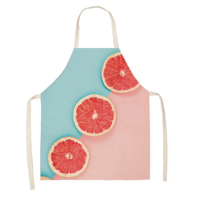 Fruit Pattern Linen Hand Wipe Sleeveless Waist Apron Home Decor Kitchen Baking Cleaning Tool Anti-stain Dining Workwear