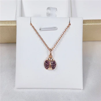 

High quality Luxurious Ladybird Purple Crystal Fashion Jewelry Green Cubic Zircon Necklace Pendant Set Neck Fully jewelled Jewel