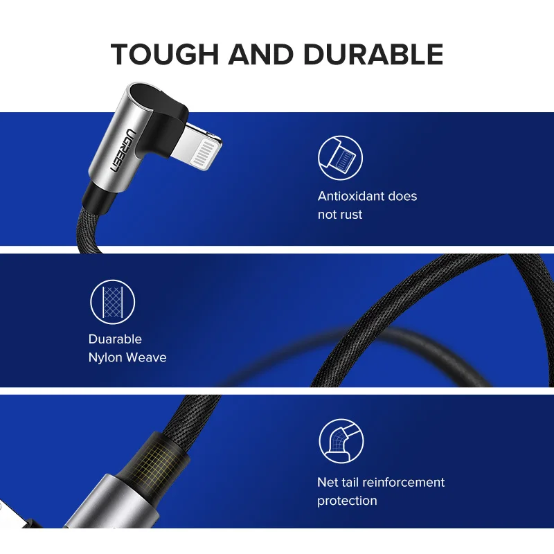 UGREEN MFi USB to Lightning Cable 2.4A Fast Charging for iPhone 14 13 12 Pro Max Data Cable for iPad Phone Charge Cable