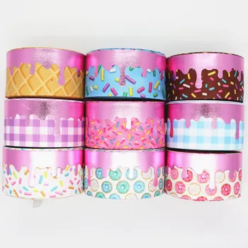 

5 yards 1.5" 38MM Grosgrain Ribbon Pink Gold Foil Cream Printed Ribbon For Hair Bows DIY Crafts Handmade Accessories M20042004