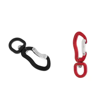 

2x 400KG Swivel Eye Snap Hook Multi-use Carabiner Keychain Durable Red Black