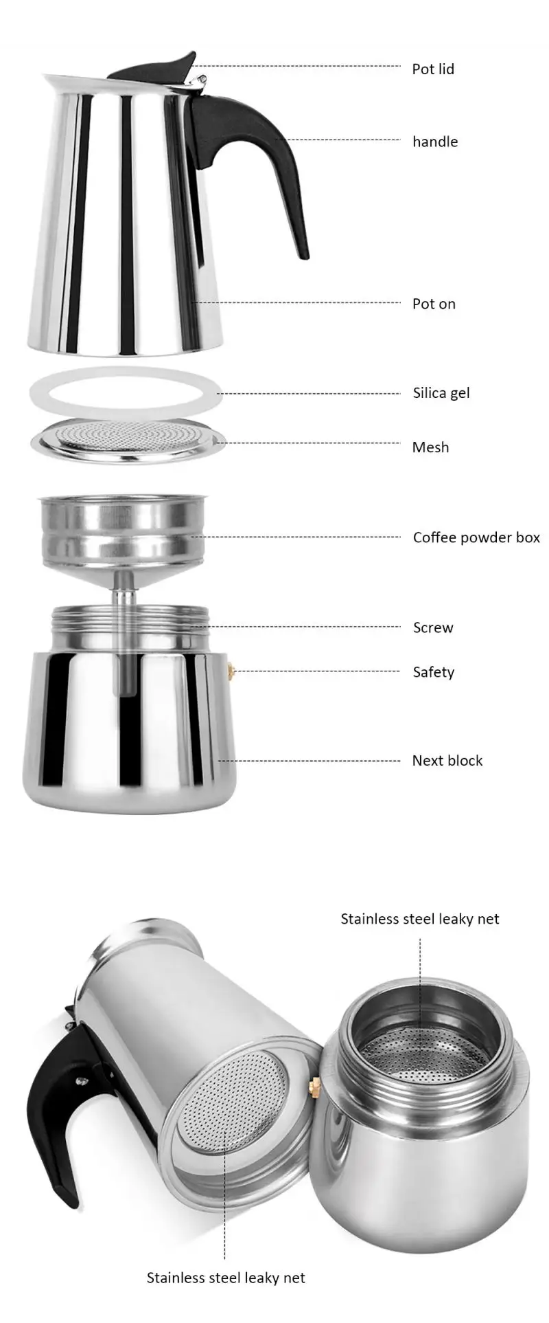 Портативная кофеварка для эспрессо кофейник из нержавеющей стали Pro Barista Cafetera 100