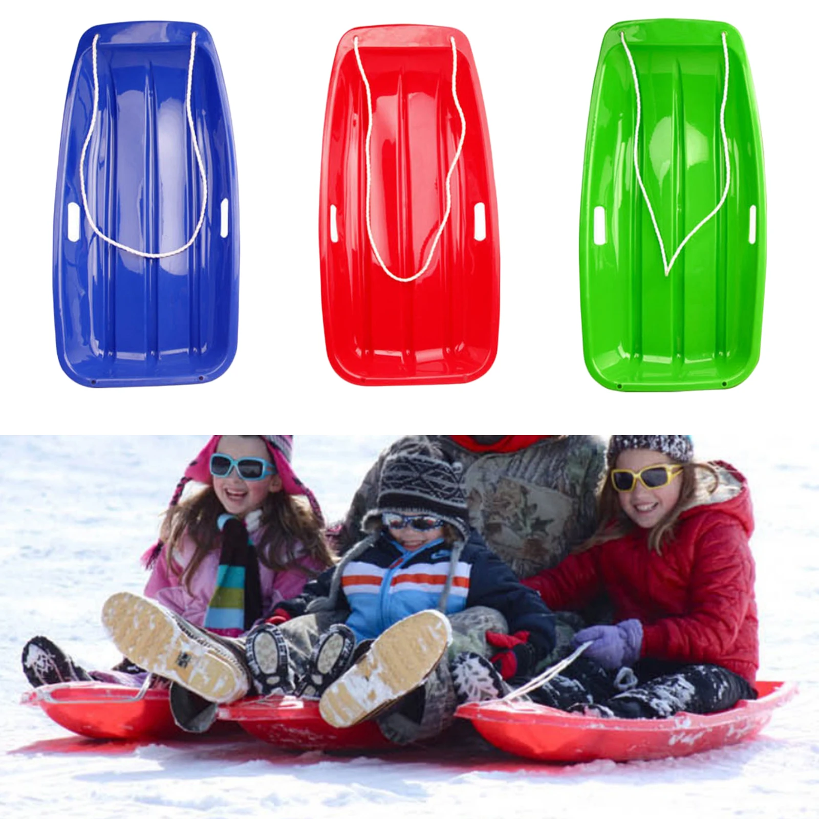 GuoouG Snow Sled Boat Board Sledge Skiing Toboggan Plastic for Kid Children sky blue 