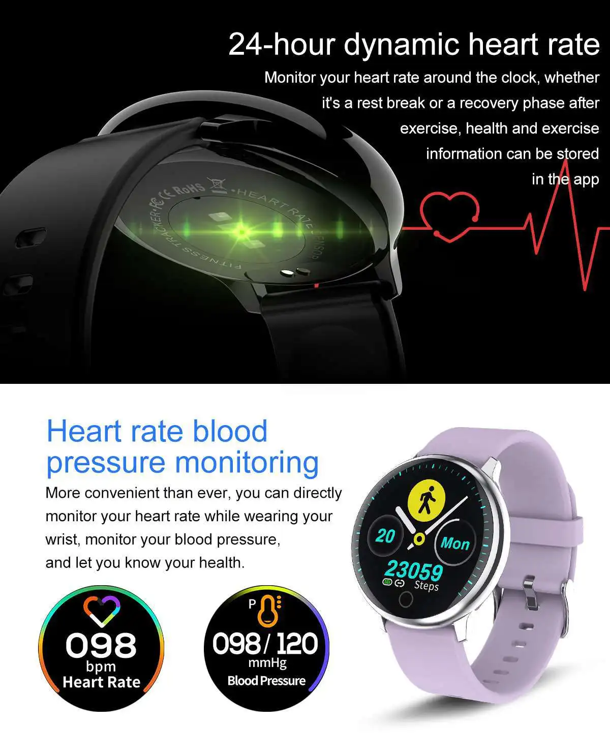 Q16 Smart Horloge Vrouwen Digitale horlogs Vrouwelijke Periode Herinnering HeartRate Waterdichte horlogs Colories Stap