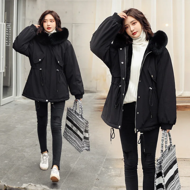 

Cotton-padded Clothes Women's 2019 New Style Winter Thick Imitation Rabbit Plush Warm Cotton Coat Fox Fur LEEPAG Overcome Cotton