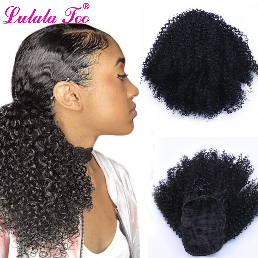 

Short Puff Afro Kinky Curly Drawstring Ponytail Wig Synthetic Wrap Fake hair Pony Tail Clip in Hair Extension