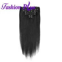 Зажим в Пряди человеческих волос для наращивания волос клип бразильские прямые волосы 120 г/компл. Волосы remy двойные вытянутые Природы Волосы для наращивания