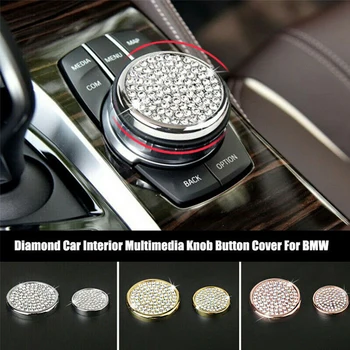 

Hot Sales Crystal Diamond Car Interior Multimedia Knob Button Decor Cover Cap Trim For BMW 3 Series And 5 Series
