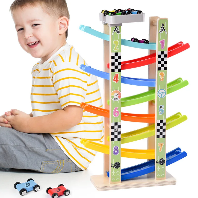 

Wooden Fun hua xiang che Camera Track Scooter Eight-Track Inertia Slide Car CHILDREN'S Playground Educational Toy