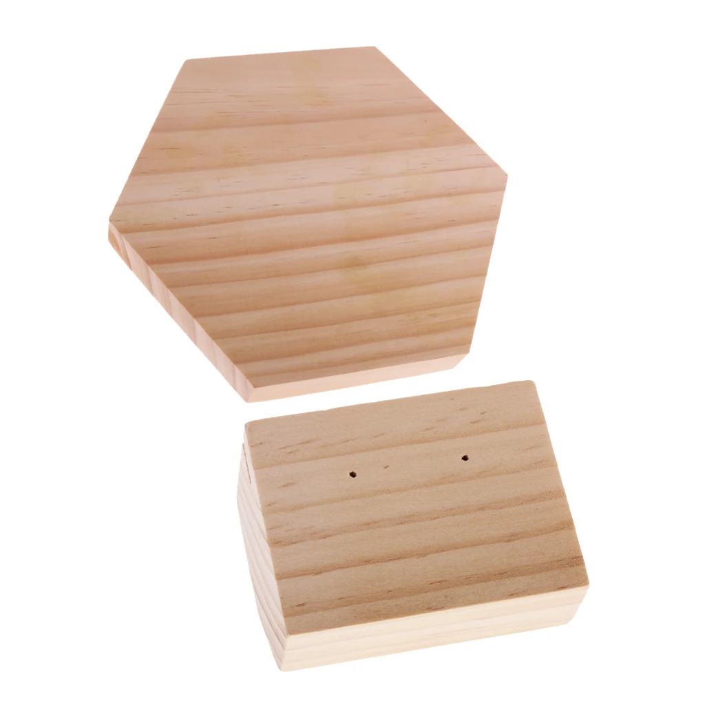 

2pcs Unpainted Wooden Jewelry Display Stands Earring Bracelet Rack Case