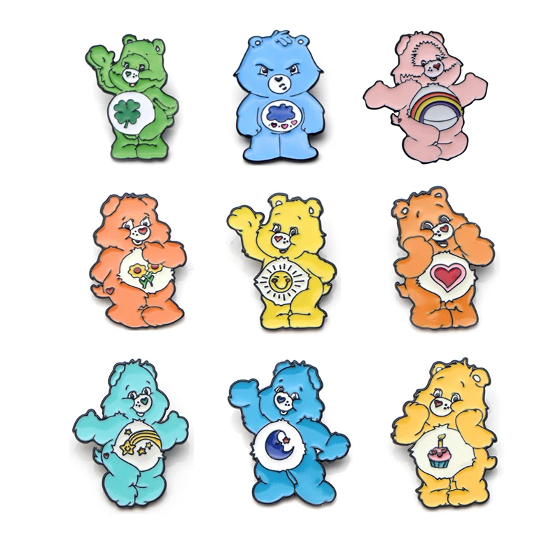 

Care bear multiple color cartoon Zinc alloy pins badges shirt clothes backpack shoes brooches medal decoration for kids E0342